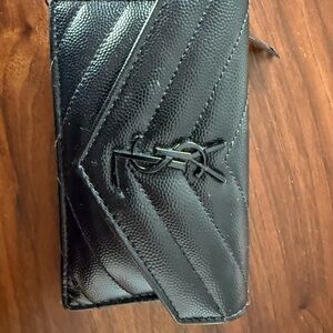 Saint Laurent Textured Black Leather Accessory